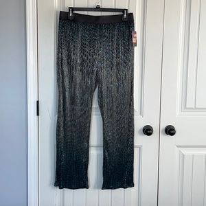 Glitter Pleated Wide Leg Pants